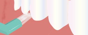 ワンタフトブラシで歯を磨く
